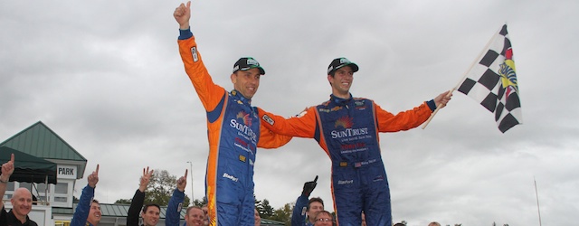 Max Angelelli and Ricky Taylor celebrate their race win at Lime Rock