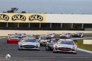 The two Erebus Mercedes lead the GT pack at Phillip Island (PHOTO: Nathan Wong/Shannons Nationals)
