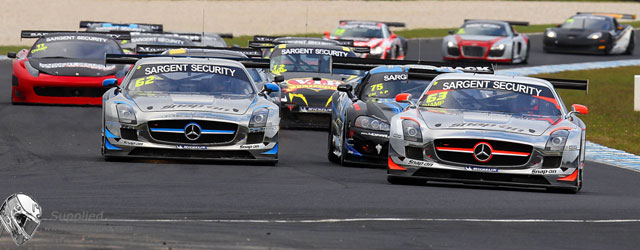 The two Erebus Mercedes lead the GT pack at Phillip Island (PHOTO: Nathan Wong/Shannons Nationals)
