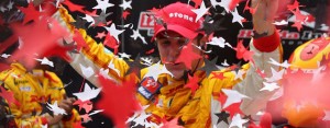 Ryan Hunter-Reay celebrates victory at the Honda Indy Toronto and now leads the IZOD Indycar point standings