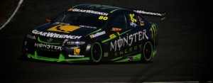 Scott Pye in the Monster Energy Commodore enters turn 6 at Queensland Raceway
