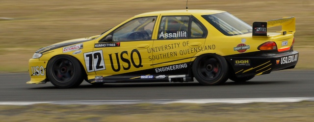 Nathan Assaillit in his EL Falcon at Queensland Raceway Nathan Assaillit in his EL Falcon at Queensland Raceway