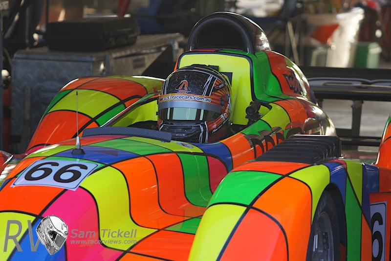Aaron Steer at the wheel of his bright West Sports Racer