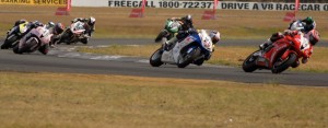 The Supersport racers through turn 5 at Queensland Raceway for the final race of the season