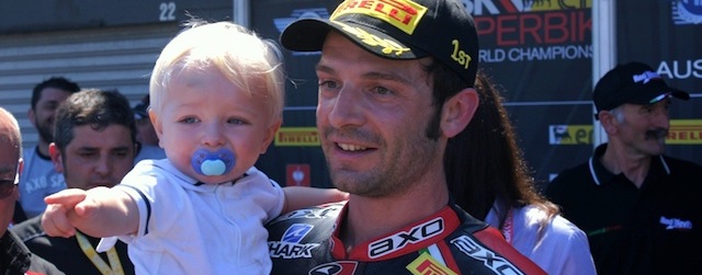 Sylvian Guintoli took out his first race for the Aprillia Factory team