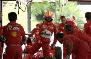 Michael Schumacher in testing with his Ferrari team in 2002 (photo: Ferrari)