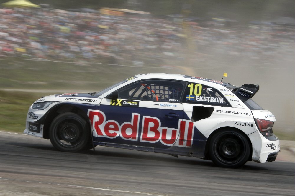 Mattias Ekstrom at the FIA World RallyCross Championship Holjes Circuit in Sweden on the 05th July 2015 Photographer Credit @tWorld / Red Bull Content Pool