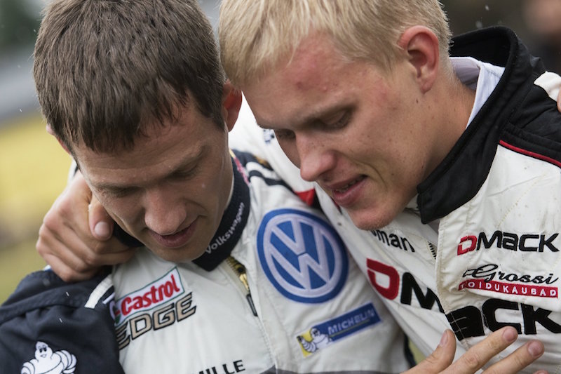 Ott Tanak (EST) , Sebastien Ogier (FRA) seen during FIA World Rally Championship 2016 Poland in Mikolajki, Poland on July 3, 2016 // Jaanus Ree/Red Bull Content Pool // P-20160703-01055 // Usage for editorial use only // Please go to www.redbullcontentpool.com for further information. //